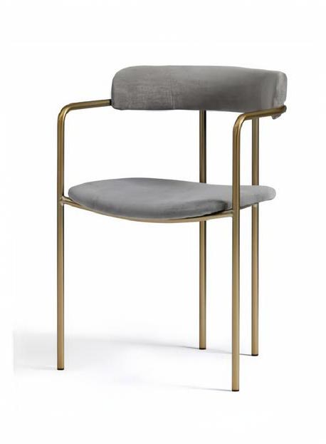 Modern upholstered chair design gray stainless steel dining room luxury furniture