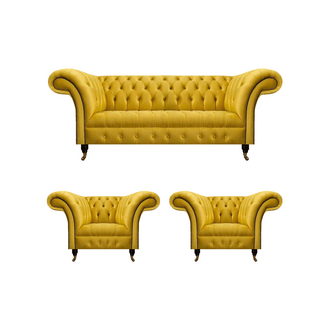 Noble yellow Chesterfield sofa set designer seating furniture modern seating set