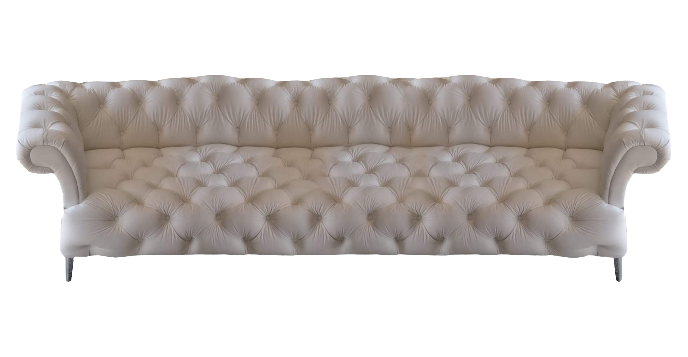 Chesterfield White Four-Seater Leather New Sofa Couch Modern Living Room Furniture