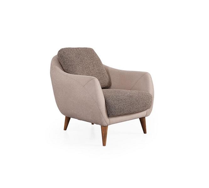 Elegant Living Room Grey 1-Seater Sofa Design Textile Armchair Couch New