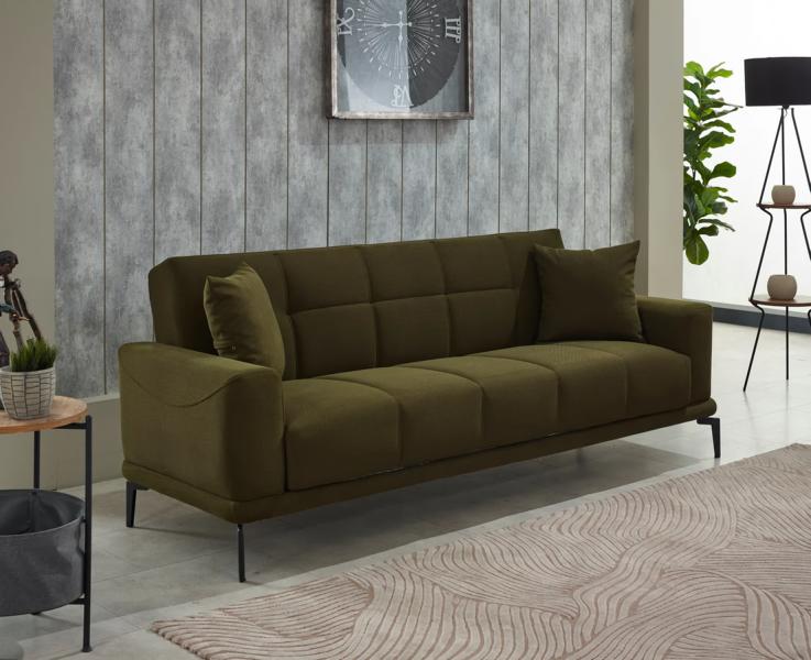 Three-Seater Upholstered Sofa Design 3-Seater Fabric Sofa Green Sofa Couch