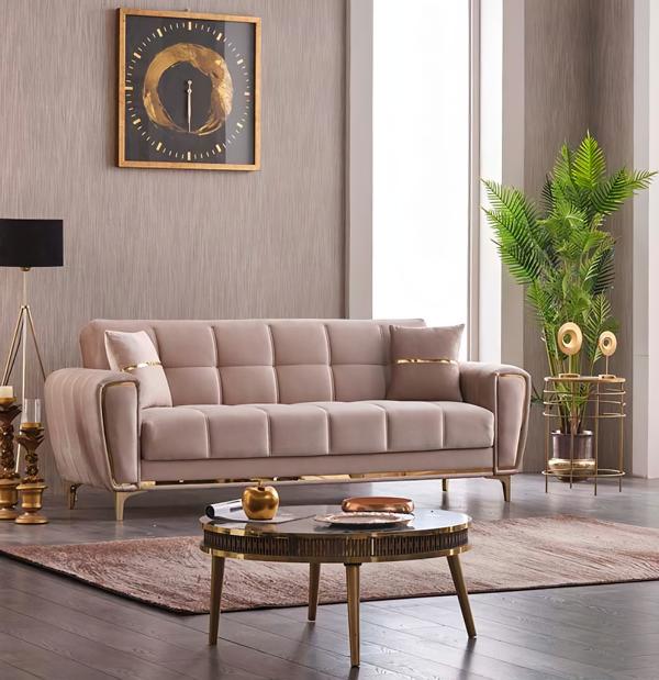 Fabric sofa three-seater upholstered sofa couch 3-seater beige sofa design