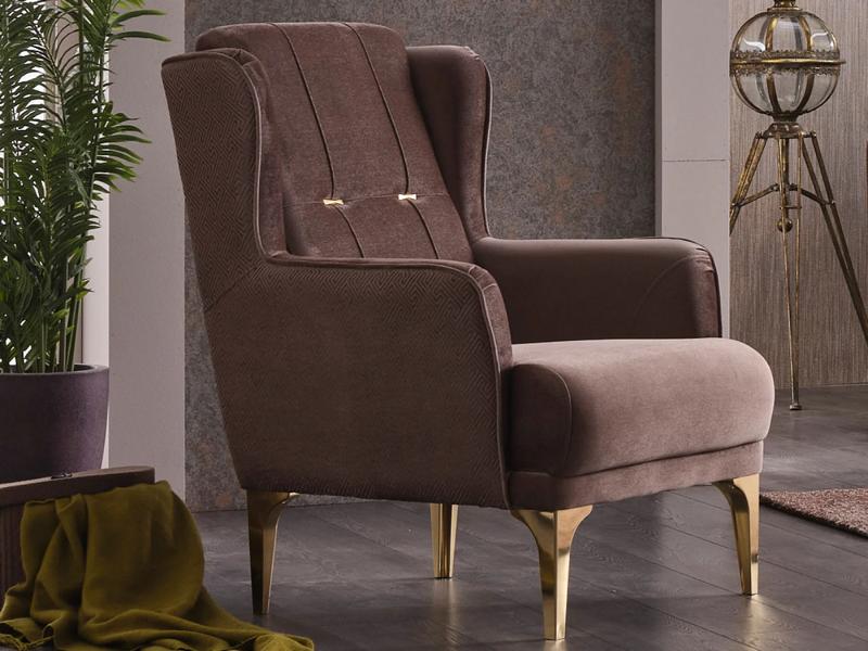 Living Room Armchair Upholstered Chair Single Seat Fabric Modern Brown