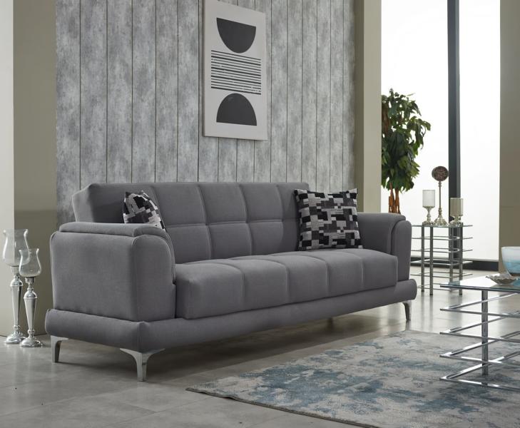 Modern three-seater upholstered sofa couch 3-seater fabric sofa gray