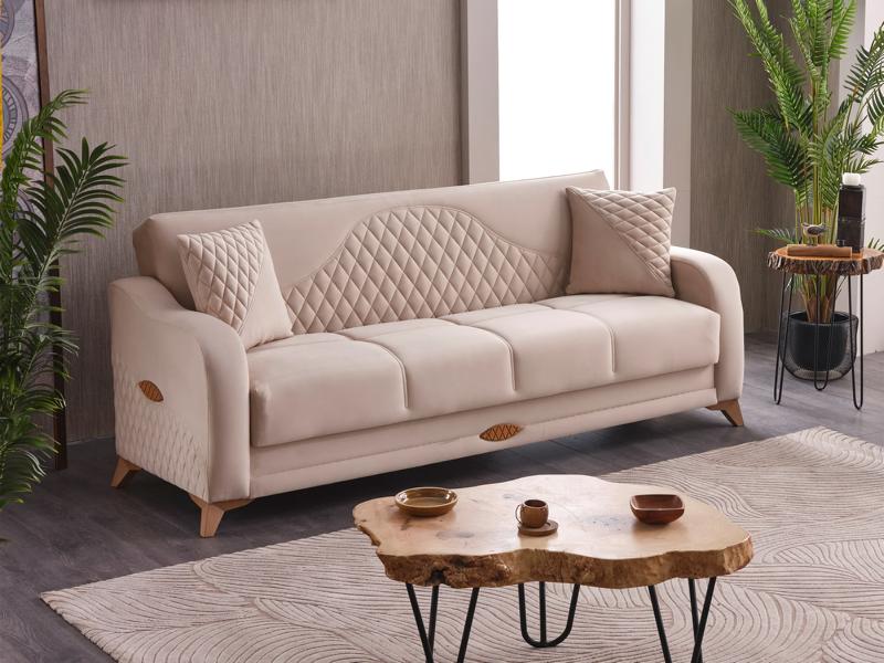 Three-seater couch, 3-seater sofa, fabric sofa, upholstered sofa, beige couches.