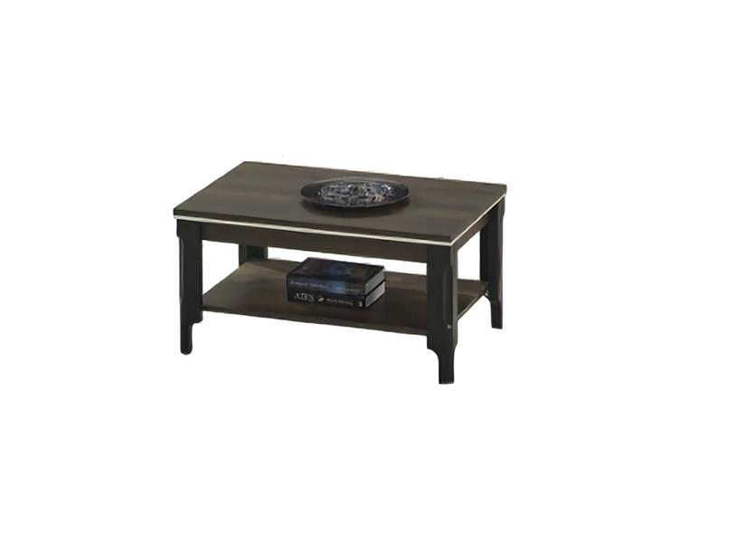 Luxury dark coffee table with shelf, wooden side table, coffee table.