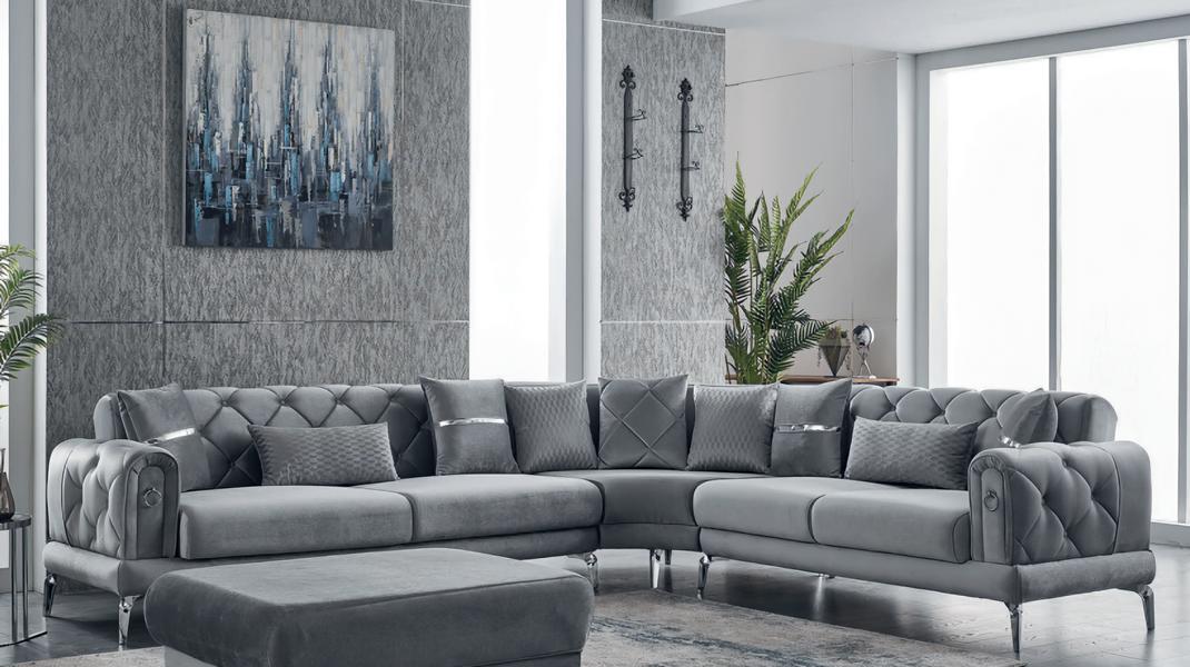 Fabric sofa corner sofa L-shape upholstered sofa gray couch modern corner set