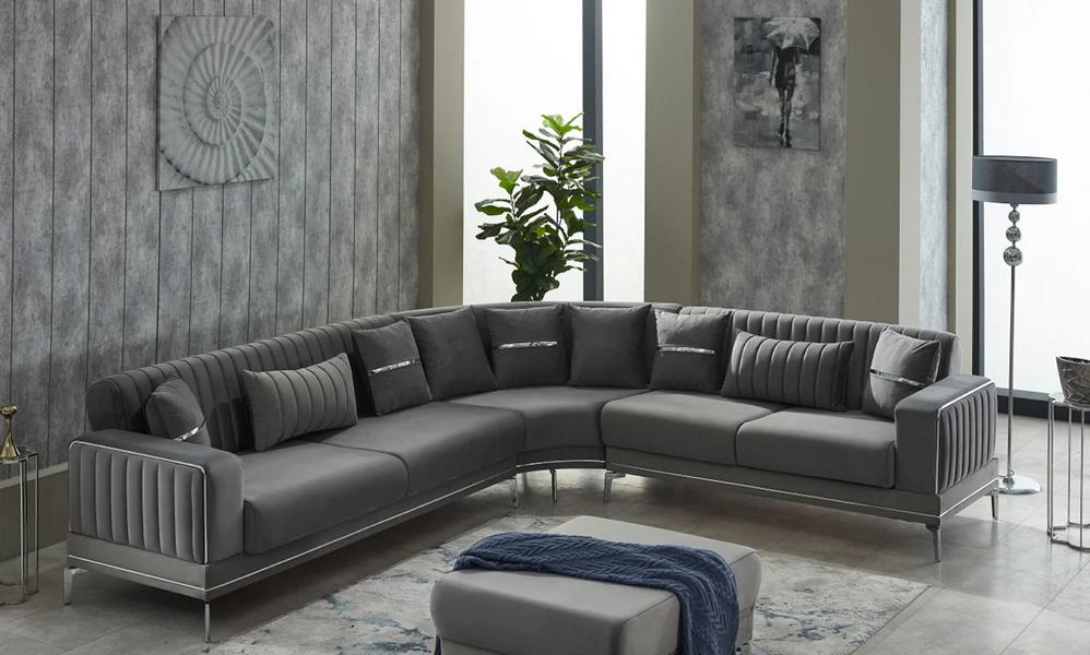 Living room sofa upholstered sofa corner sofa L-shape fabric sofa gray couch corner set
