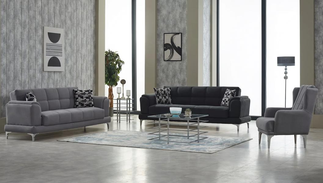 Couch set three-seater armchair upholstered sofa gray fabric sofa upholstered 3-piece