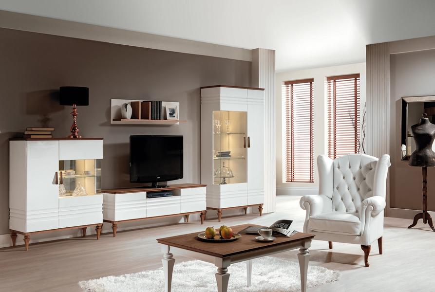 Luxury living room wall unit 4-piece furniture set stylish complete wooden furniture.