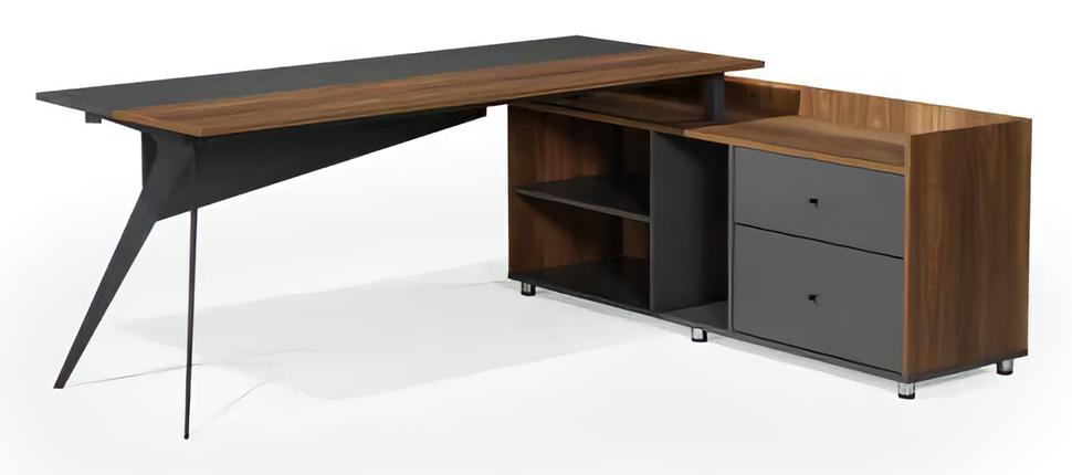 Desk with cabinet worktable office table brown gray office furniture