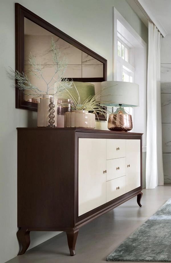 Luxury 2-piece set sideboard with mirror complete living room wooden furniture