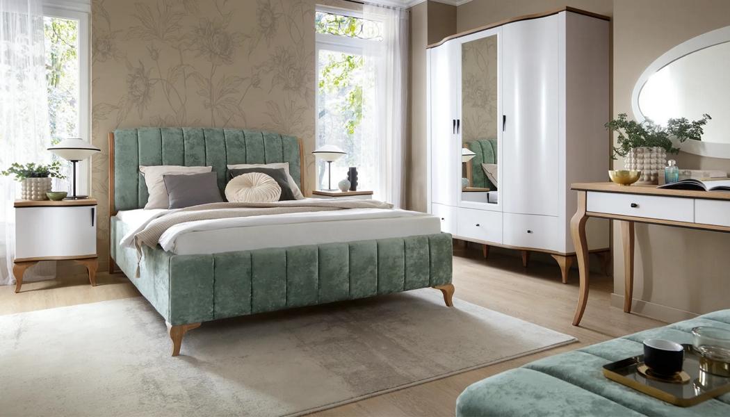 Bedroom set bed double bed 2 nightstands wardrobe 4-piece set