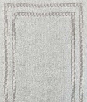 Living room rug short pile geometric design border ornament gray