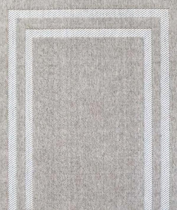 Designer geometric carpet border design gray short pile living room