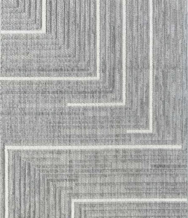Gray carpet geometric living room office short pile white lines