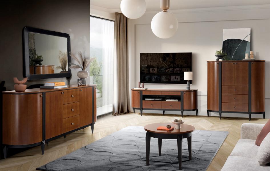 Living room wall unit RTV lowboard wood sideboard furniture cabinet set 3 pcs