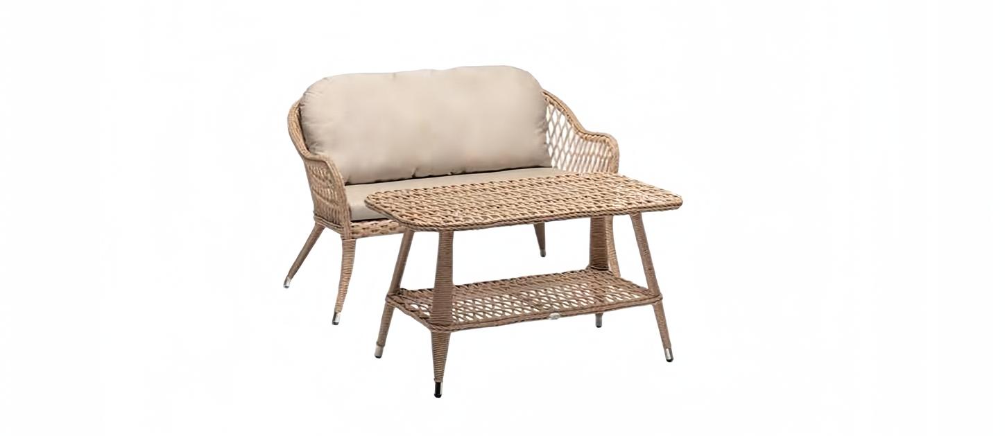 Modern beige garden furniture luxury sofa set table high quality seating group