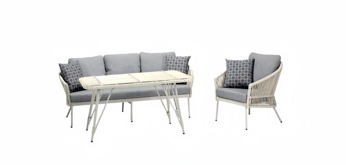 Gray 3-Seater Sofa Armchair Coffee Table Seating Furniture High Quality Garden Terrace Furniture