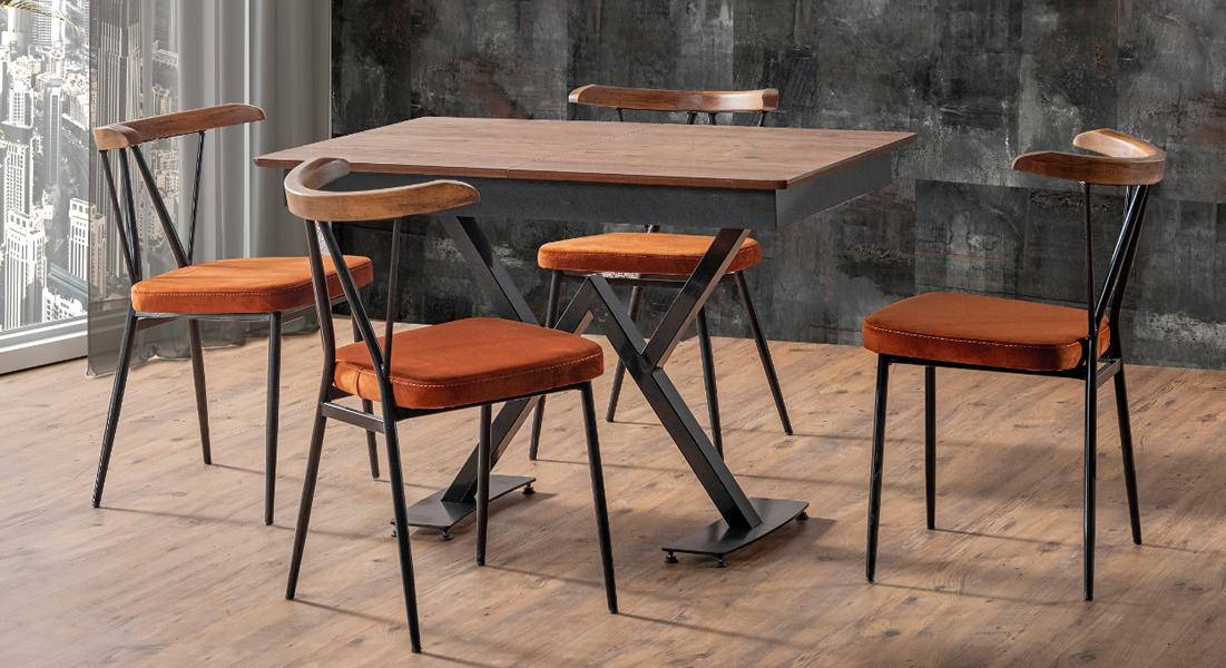 Dining Room Set Brown Modern Suite Table 4x Chairs Design Furniture Luxury Dining Table