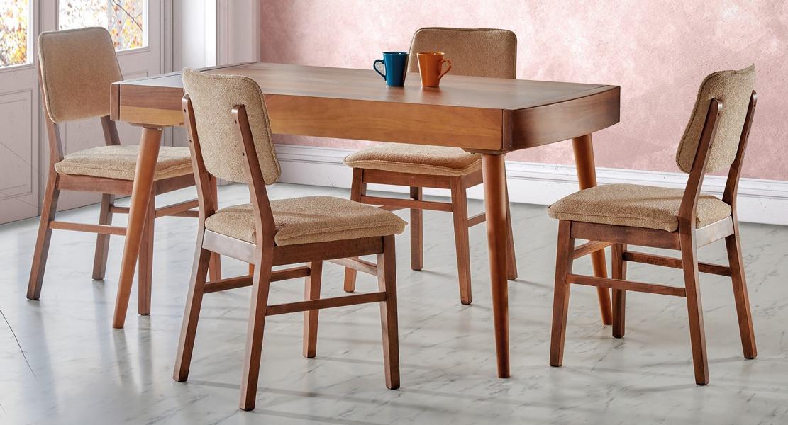 Dining Room Set Brown Combination Table 4x Chairs Modern Design Luxury Dining Table