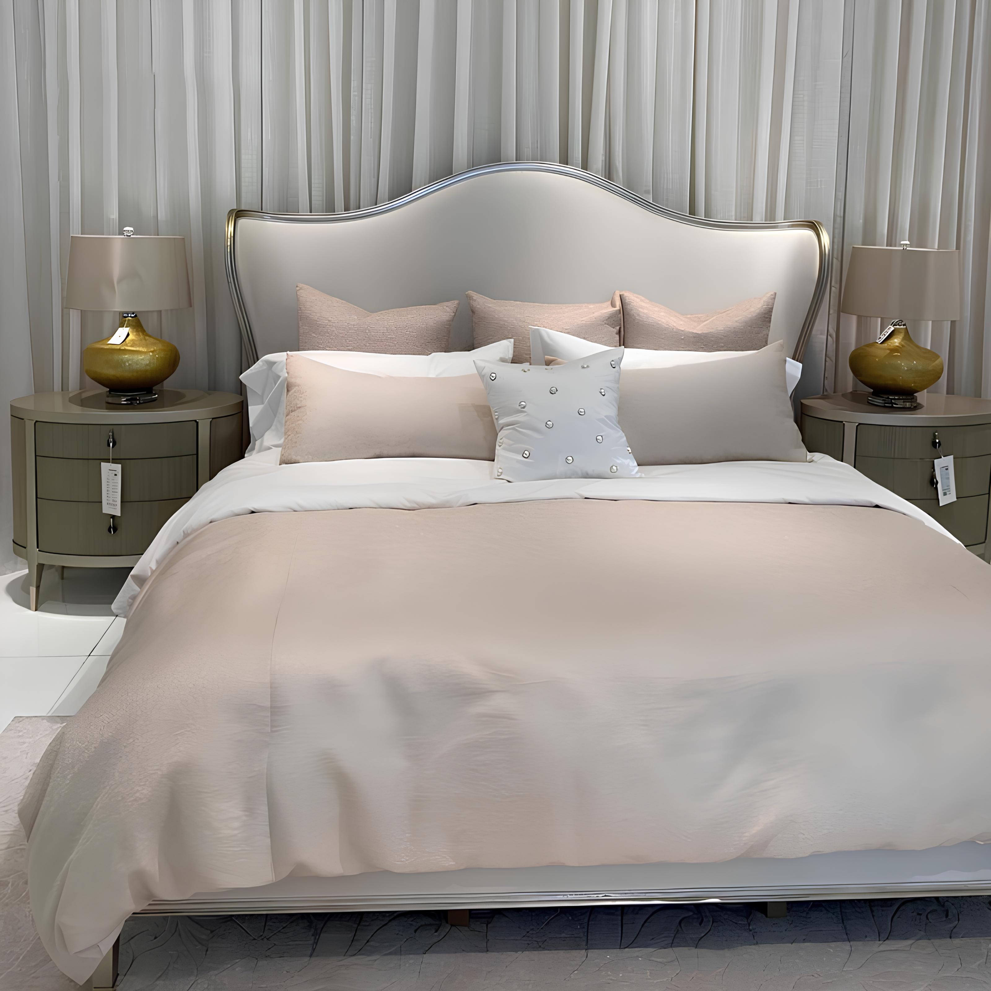 Modern designer wooden bed bedroom elegant upholstered furniture double beds new