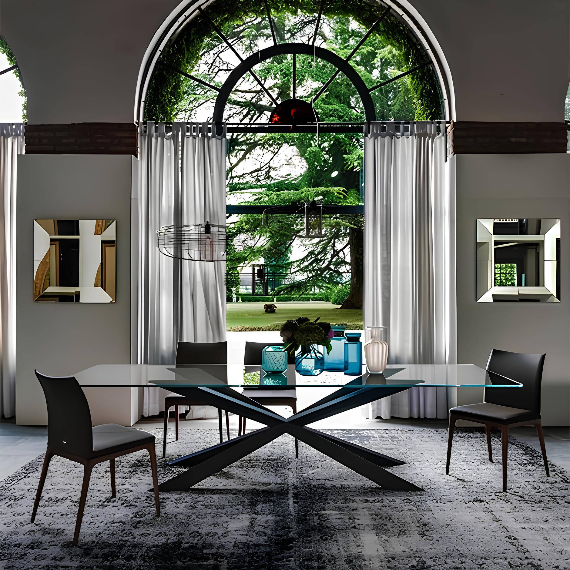 Extra luxury class executive dining table glass conference office Italian furniture new tables