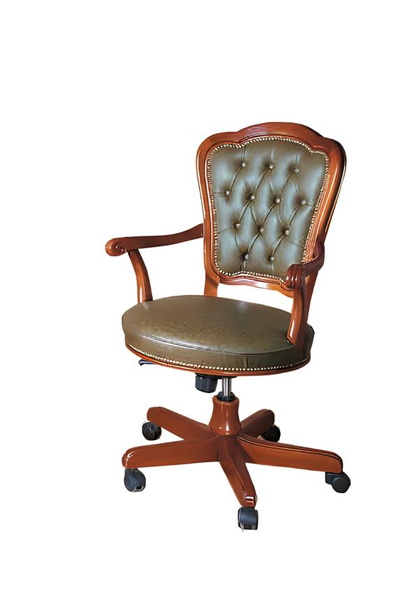 Office chair wood boss chair Chesterfield Italy furniture brown swiveling new