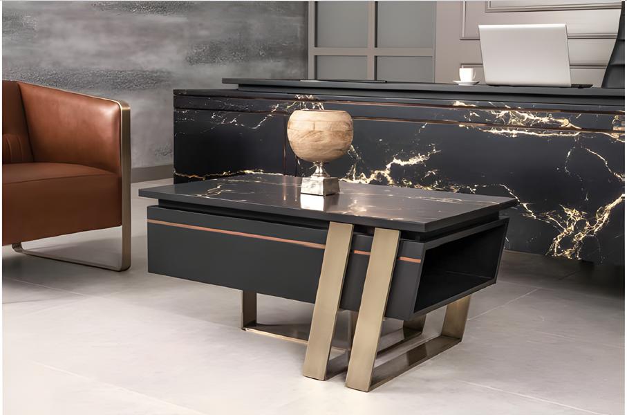Table Wood Coffee Table Modern Design Beige Tables Office Black Furniture New