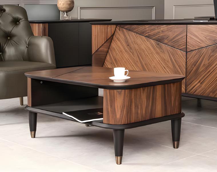 Table Wood Coffee Table Modern Design Beige Tables Office Brown Furnishing New