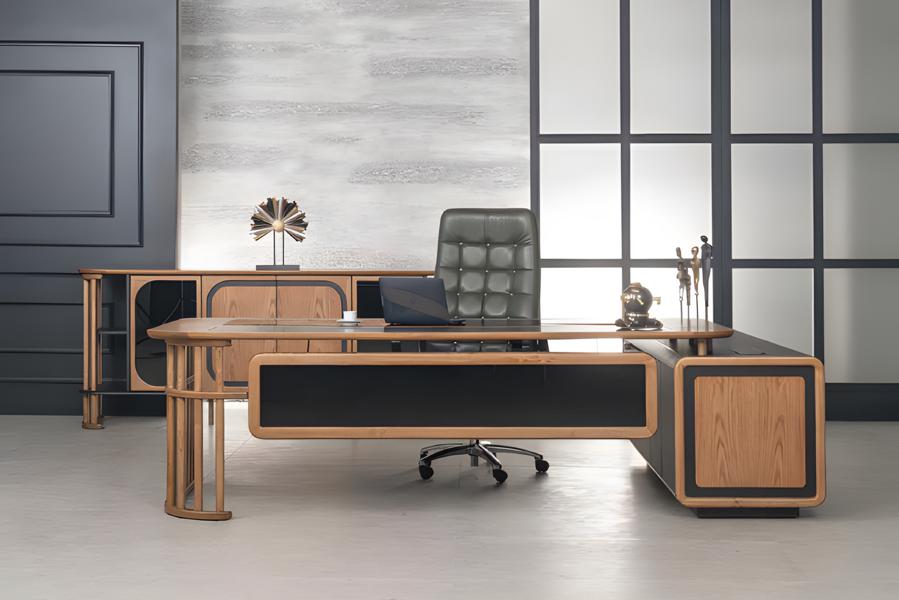 Braun Black Desk 240x100cm Luxury Table Executive Desk Office New