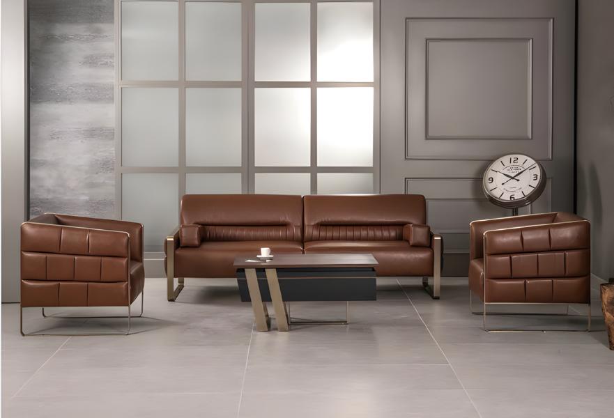 Office Set Modern Luxury Complete Office 3-Seater Sofa 2 Armchairs Coffee Table New