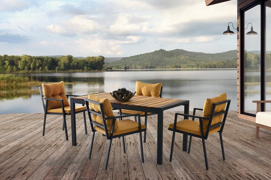 Dining room dining set corner table wooden table dining table chairs 7-piece set yellow