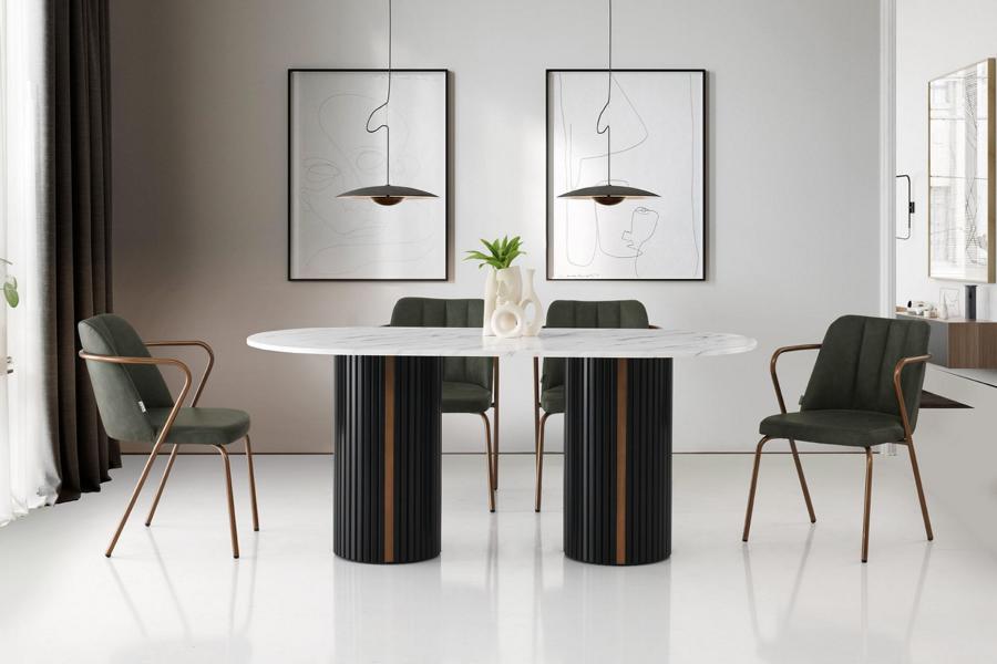 Dining room furniture dining set corner dining table chairs 5-piece green table