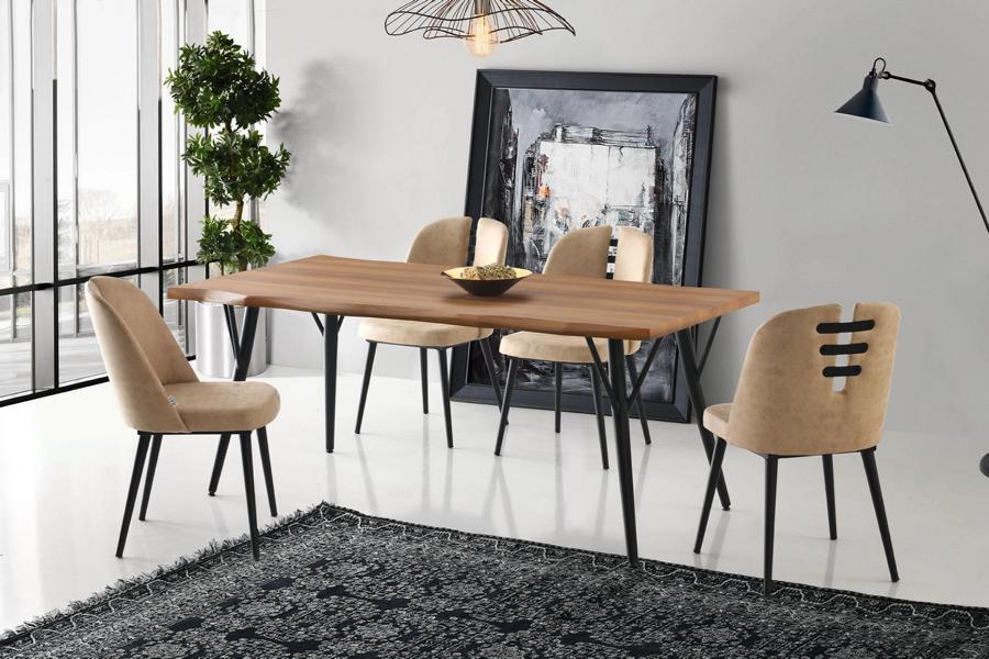 Dining set dining corner wooden table dining table chairs set 7 pieces brown dining room