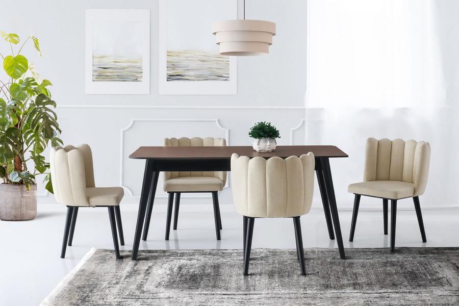 Dining room furniture dining set dining corner dining table chairs 5-piece brown table