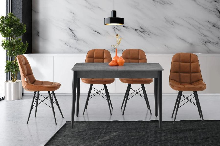 Complete dining room table dining area dining table chairs 5-piece gray wooden table