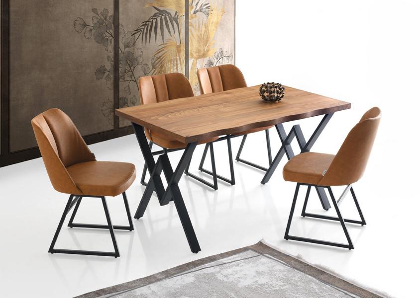 Dining area dining room furniture dining group dining table chairs 5-piece brown table