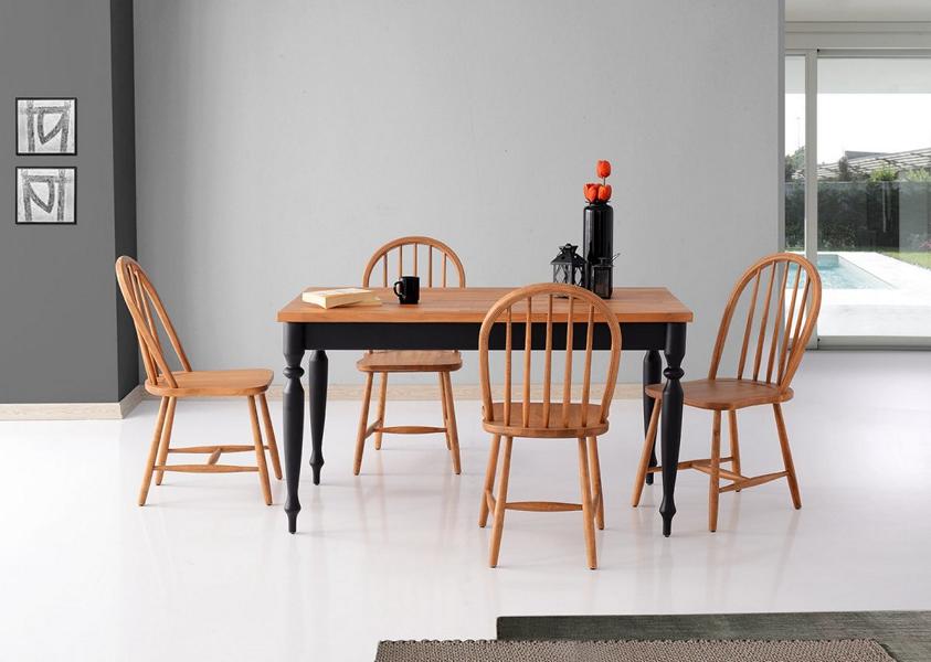 Complete dining room table dining area dining table chairs 5-piece brown wooden table