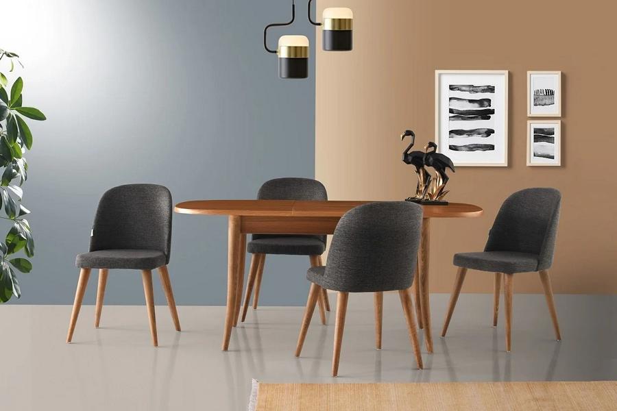 Dining room dining set dining corner extendable dining table chairs 7 pieces brown