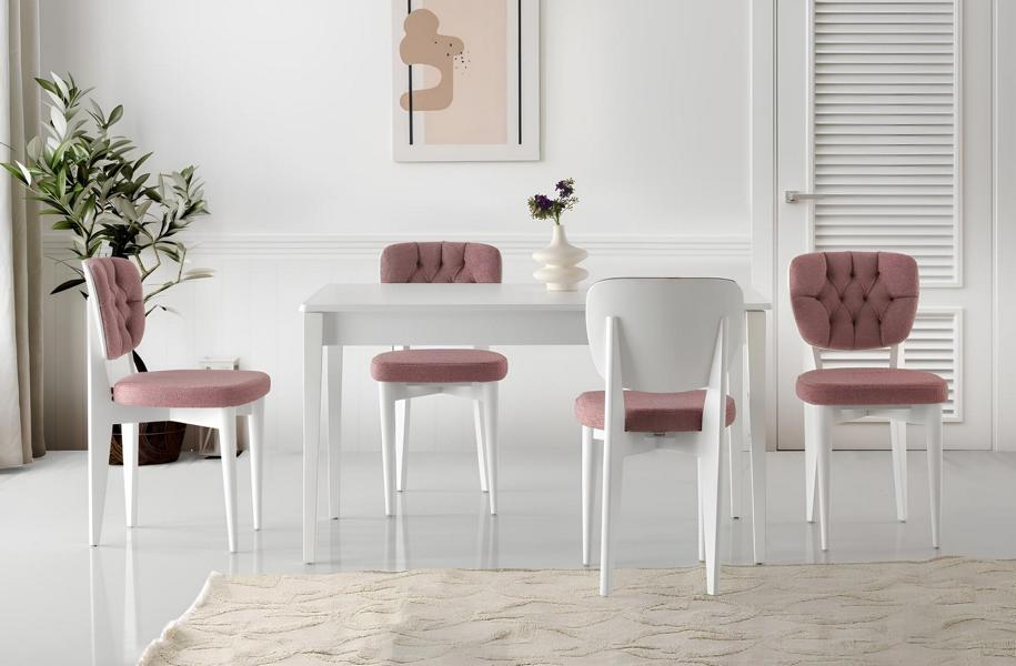 Complete dining room extendable table dining area dining table chairs 7-piece white