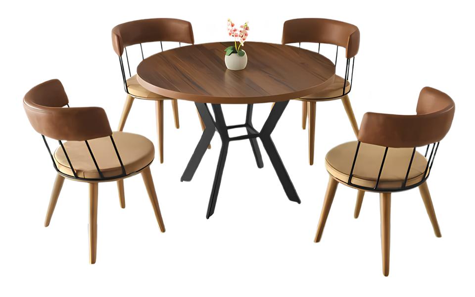 Dining room furniture dining set dining corner dining table chairs 5-piece brown table
