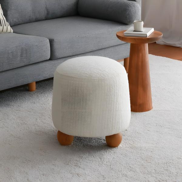 Sitting stool stool pouf footstool ottoman fabric living room seat white