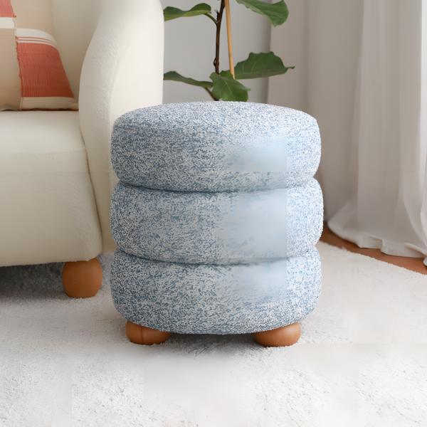 Footstool Stool Puff Gray Ottoman Fabric Living Room Seat Stool Chair