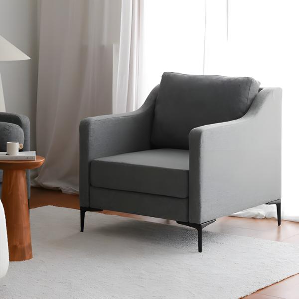 Living room upholstered armchair fabric gray single-seater seat design