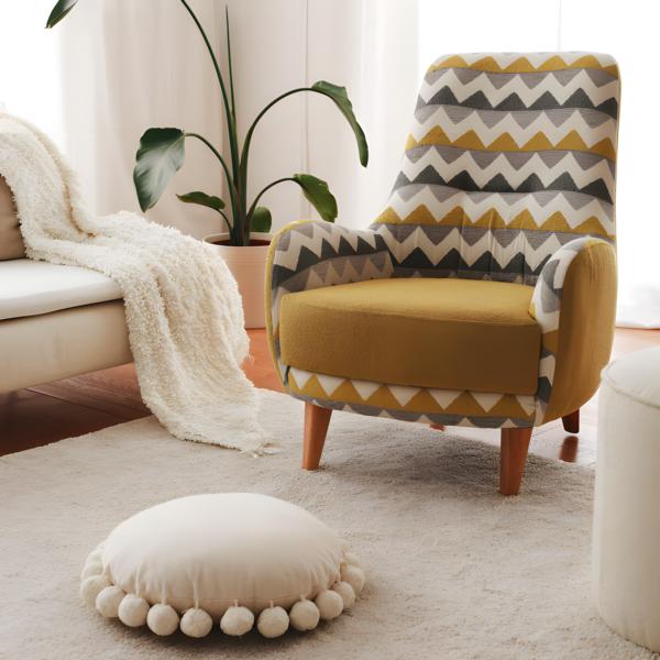 Armchair upholstered single seat living room seat fabric yellow modern