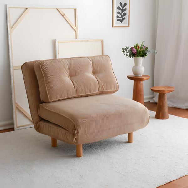 Armchair sleeping place folding chair living room cushioned armchair brown fabric