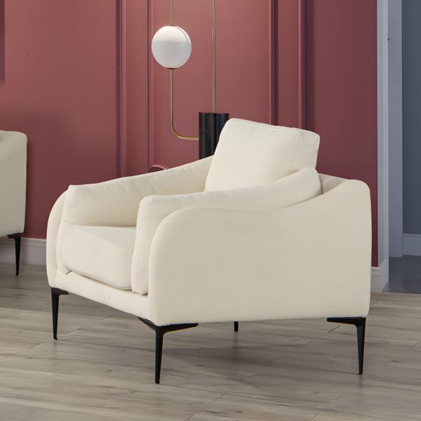 Luxury Armchair Upholstered Armchair Single Seater Living Room Seat Beige Fabric