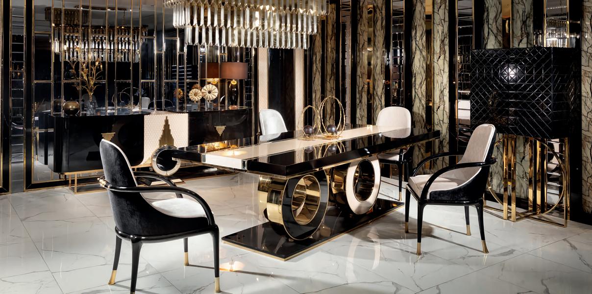 8-piece dining set including 4 chairs, sideboard, mirror, and display cabinet for a luxurious modern living room, new.