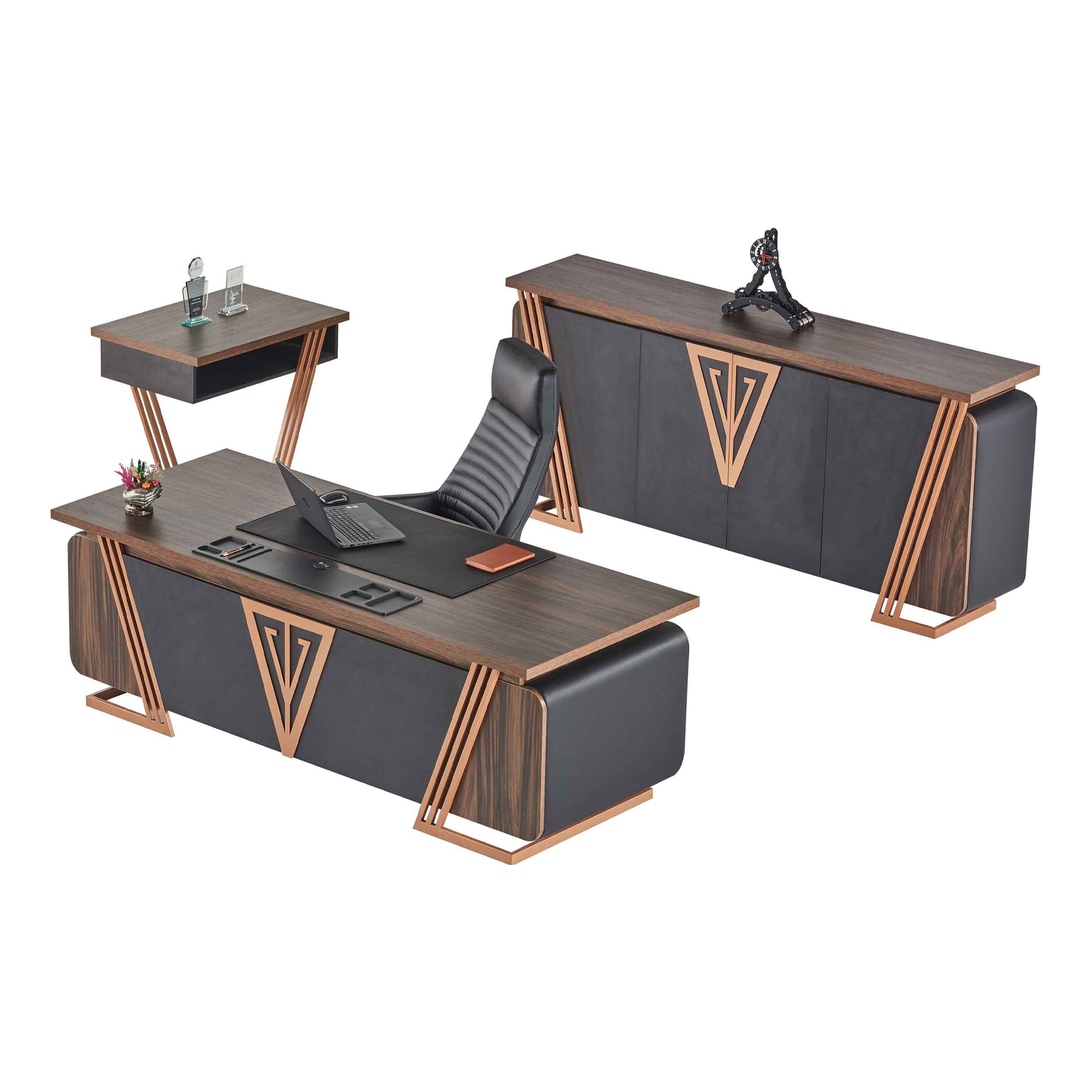 Home Office Set Desk Office Chair Sideboard Side Table Black